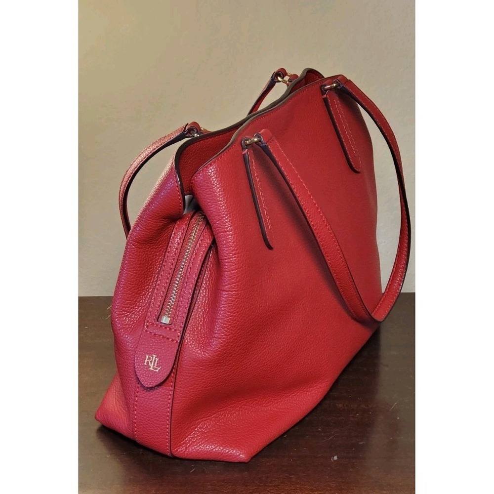 Lauren Raulph Lauren Quinn 34 Red Pebble Leather Satchel Shoulder Bag‎